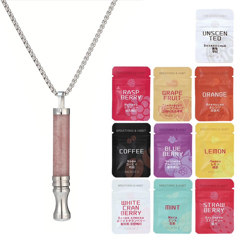 Anxiety Breathing Necklace with Resistance, Flavoured Air Wooden Breathlace, Filter Natural Essential Necklace Pendant
