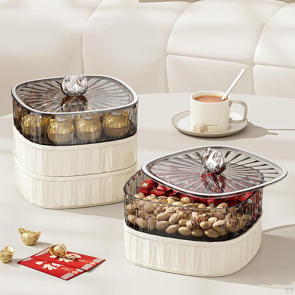 Dzielona taca do serwowania Organizer do przechowywania suchej żywności Talerz z pokrywką Orzechy Cukierki