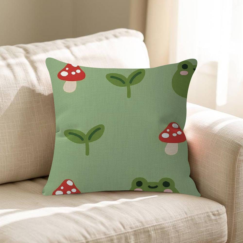 Cartoon Frog Mushroom Pillowcase Toon Gift Cushion Cover Bedroom Home Sofa Chair Seat Decor Pillow Case