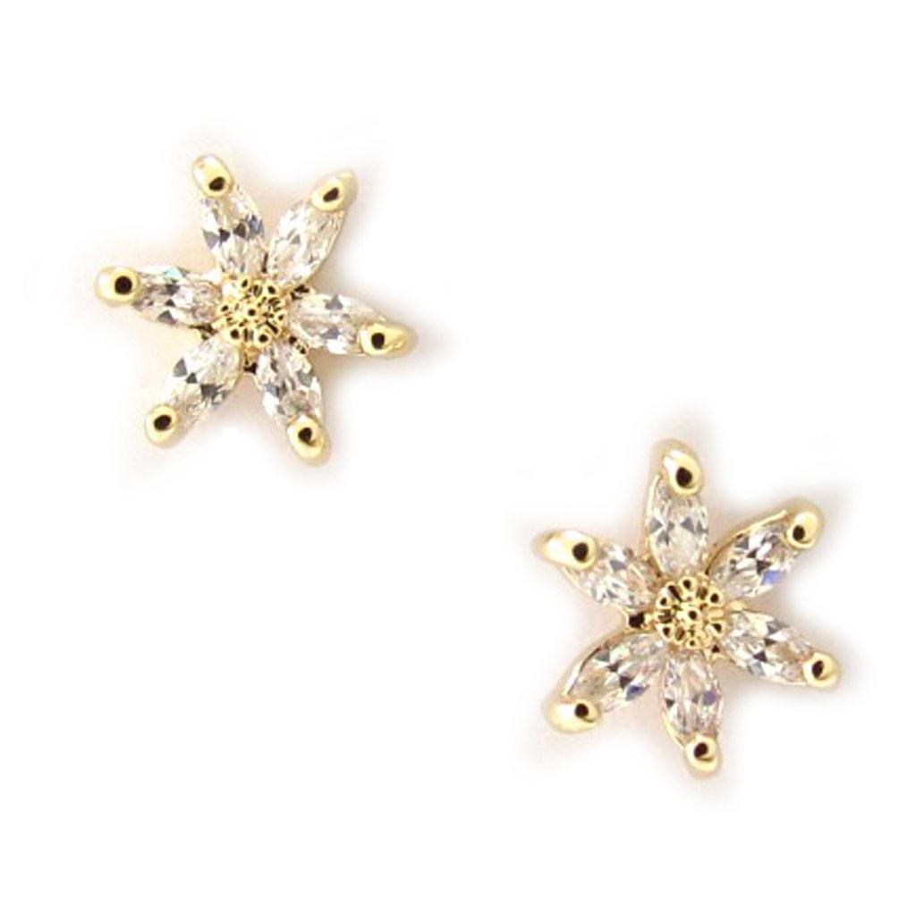 Les Trésors De Lily [K6658] - Gold Plated Earrings 'Flora' White Gold - 8 Mm