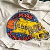 High Quality Rocket School Bus Printing Retro American Animation Cartoon Retro Premium Sense Wearing Bottom Shirt Short Sleeve