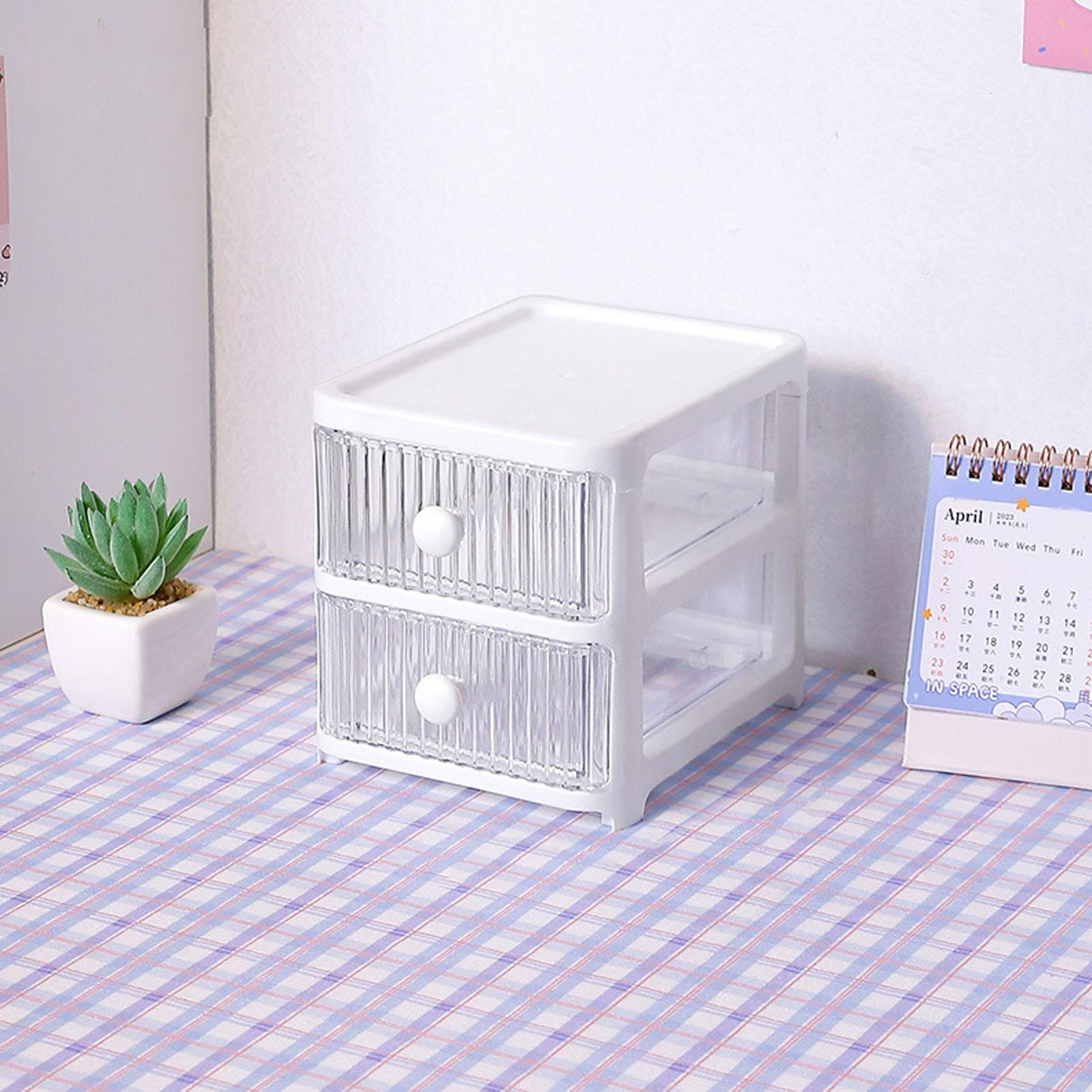 

Настольный ящик для хранения с выдвижными ящиками, многослойный, прозрачный, многофункциональный, штабелируемый органайзер для стола для дома, спальни Type 1