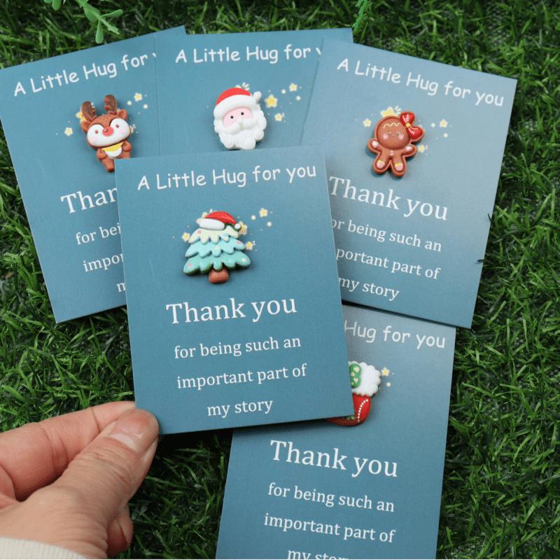 5 Stück Harz-Weihnachtskarte mit Elch, Baum, Weihnachtsmann, Socken, Lebkuchen für Geschenk für Mann