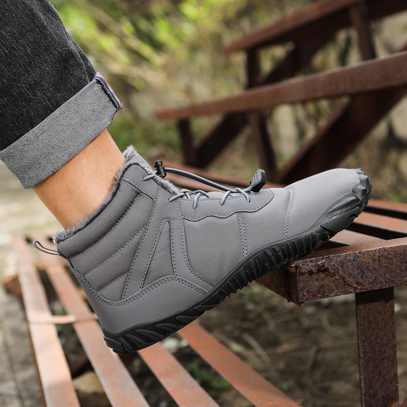 Men High-top Cotton Shoes Unisex Winter Plush Snow Boots Non-slip Women Outdoor Hiking Sneakers Wear-resistant Casual Walking Shoes