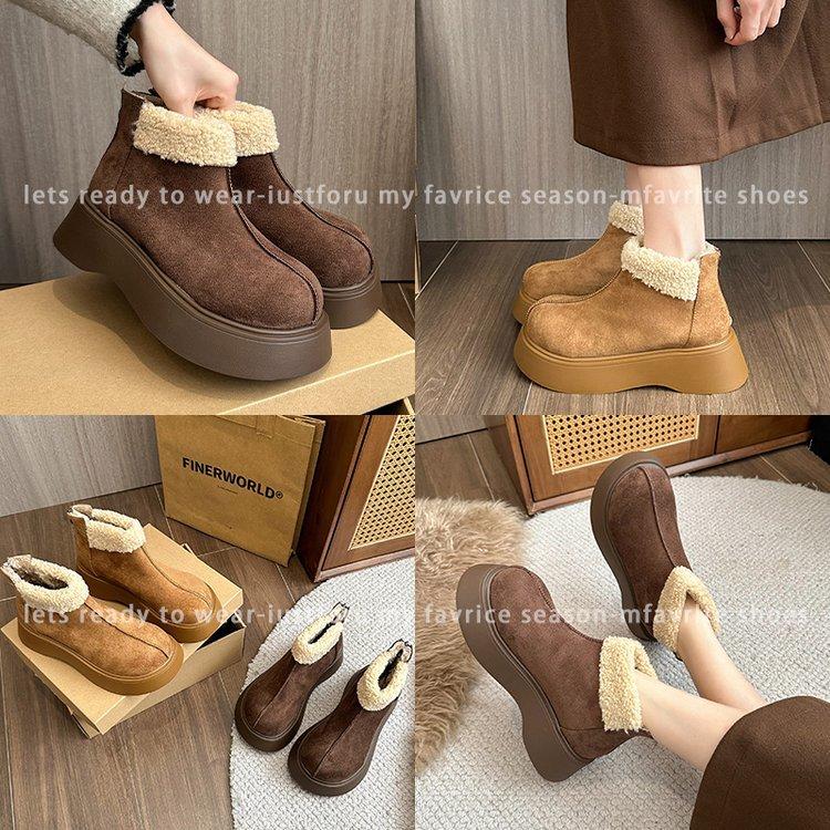 Fashion turning hair to increase the height of snow boots for children in the autumn and winter of 2024, new velvet thickened-soled mango head