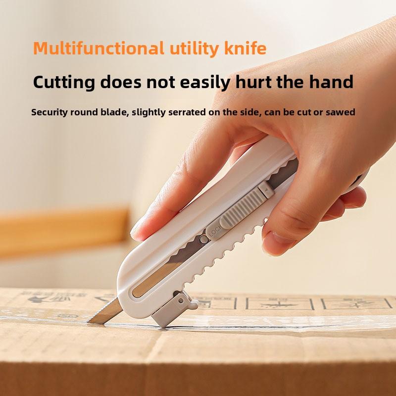 Multi-functional Utility Knife with Serrated Teeth, Anti-stick Opening Blade, Tape Measure for Measurement, Portable Mini Utility Knife