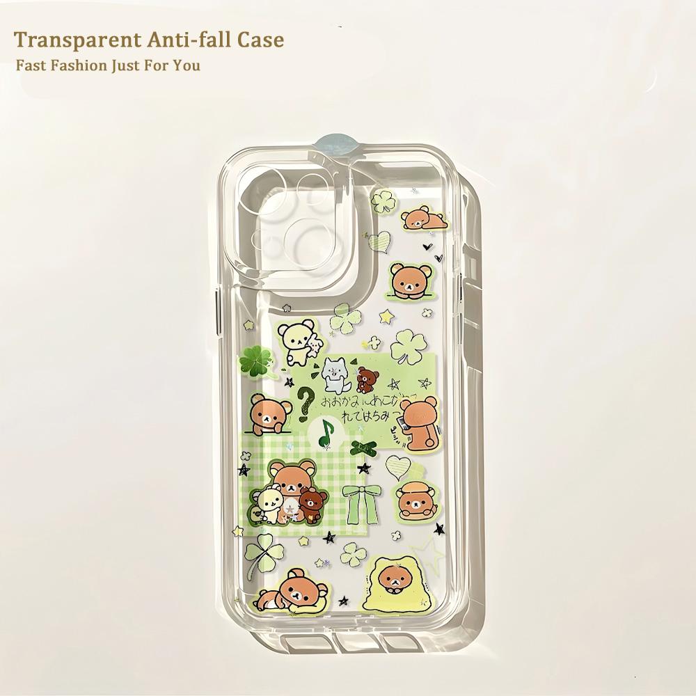 Anime Cute Rilakkumas Phone Case for IPhone 17 16 16e 15 14 13 12 11 Mini Pro Max X XR XSMax 7 8 Air Plus Transparent Back Cover