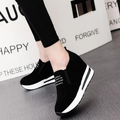 Ladies Leisure Platform Hidden Wedge Heels Slip On Sneakers Shoes