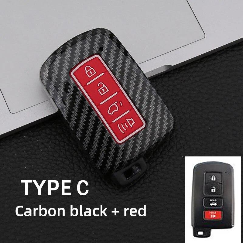 ABS Carbon Car Key Case For Toyota Prius CHR Aygo Corolla Yaris RAV4 Camry Land Cruiser Highlander Prado Auris Avalon Accessorie