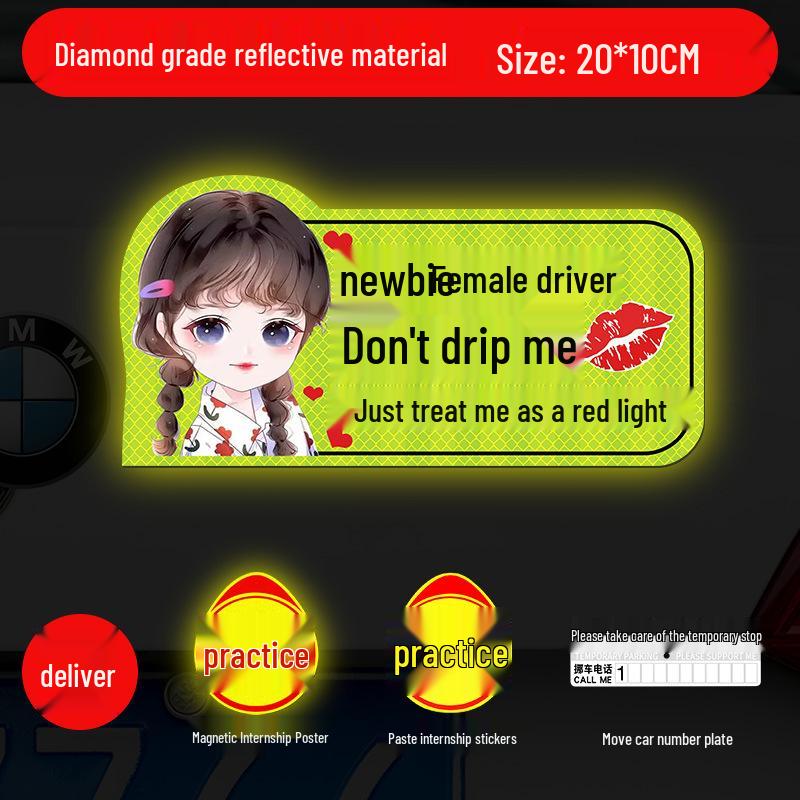 Magnetic Reflective Car Stickers for New Female Drivers