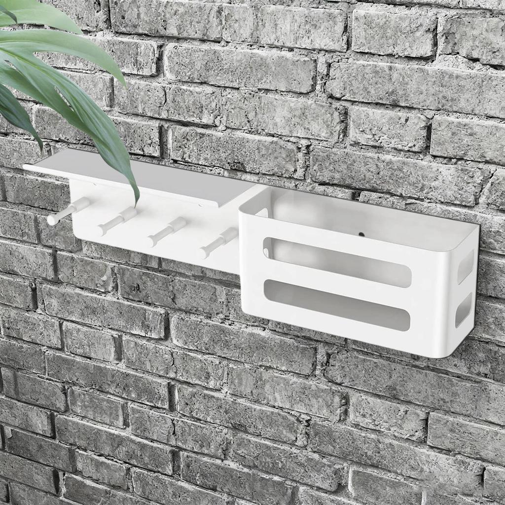 Keys Holder on Wall with Shelf 4 Hooks Modern Decor Key and Mail Holder for Wall for Entryway Home Living Room Bedroom Apartment