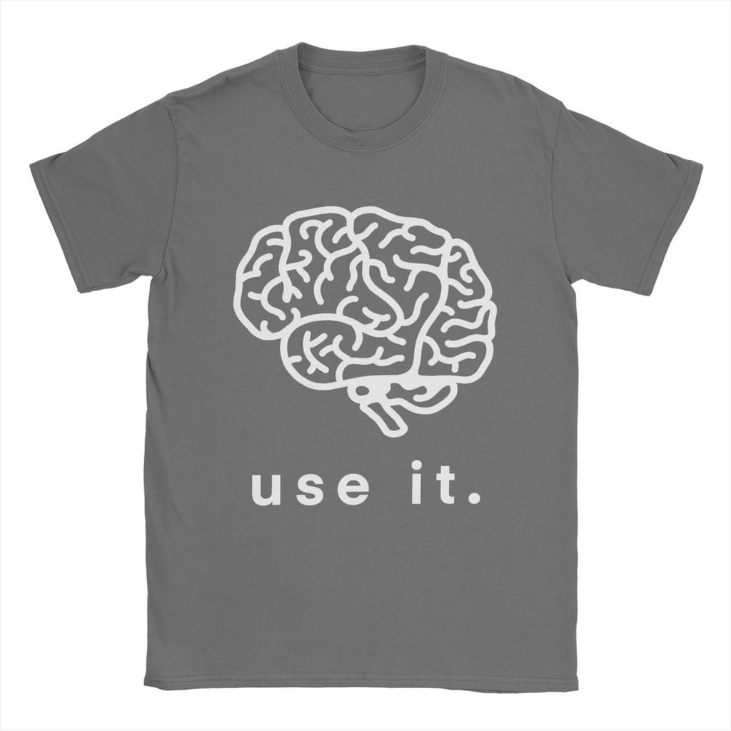 Please Use It Your Brain T-Shirts Men Funny Pure Cotton Tee Shirt Round Collar Short Sleeve T Shirts Summer Clothing