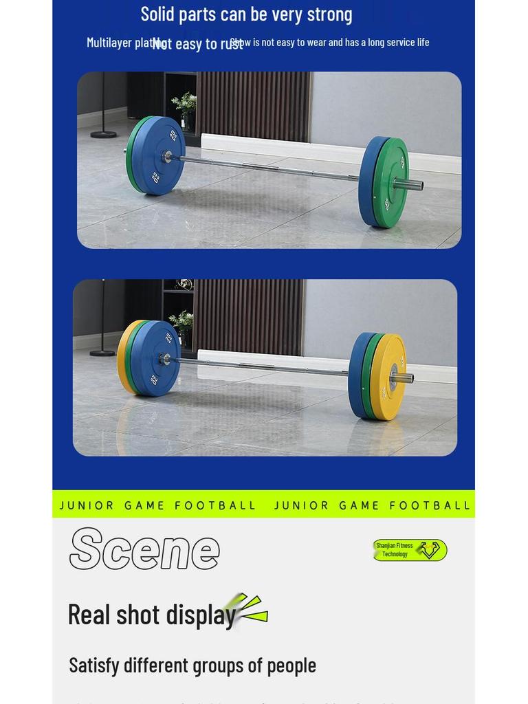 Colorful Rubber Weightlifting Plates - Drop-Resistant Set for Gym & Home Training