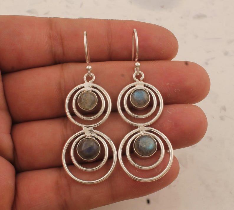 Серьга из стерлингового серебра 925 пробы с натуральным камнем лабрадорит Серьги подарок Для Нее бохо Украшения