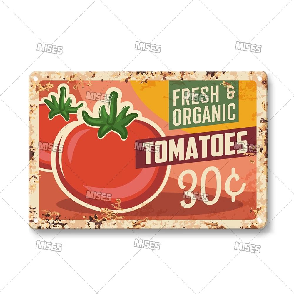MISES Vegetable And Fruit Metal Tin Sign Retro Metal Plaque Decorative Plate Man Cave Studio Farm Metal Sign Kitchen Wall Plate