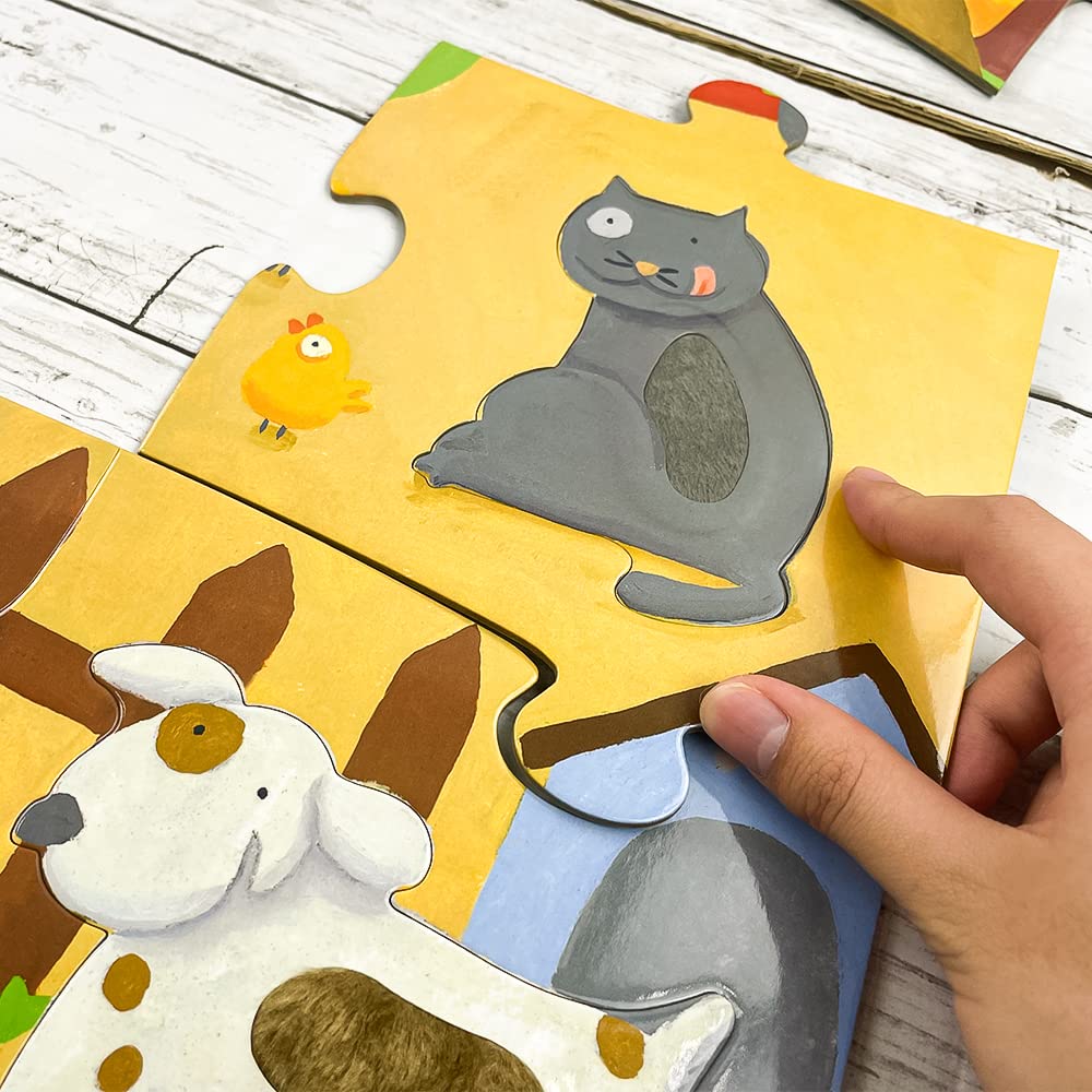 DJECO Giant Tactilofarm Jigsaw Puzzle 20 Pieces Giant Large Animal Develops Fine Motor Montessori Ages and Boys and Sports Autumn Nights - - -