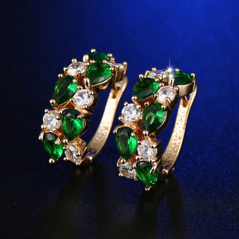 Ohrringe für Damen Schmuck 14K Gold Plated Pendientes Mode Runder Kreis Mosaik Klare Zirkonia Zirkon Stecker DIY Ohrring Schmuck