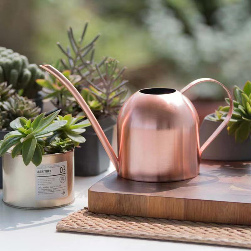 Golden 500ML Stainless Steel Watering Can with Long Spout - Green Plant Sprayer & Small Garden Sprinkler