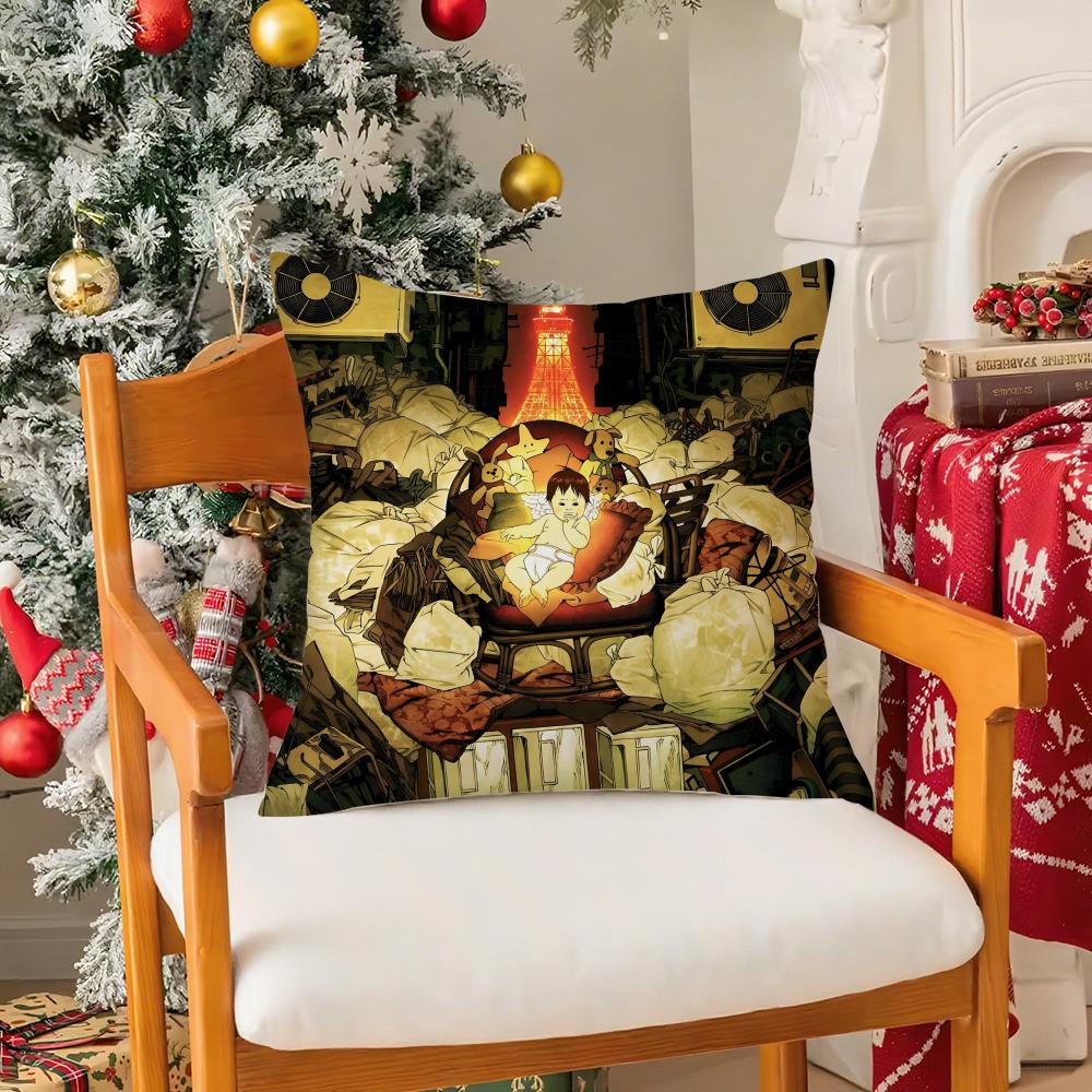 Christmas Movies T-Tokyo Godfathers Second Pillow Case Silky Short Plush With Invisible Zipper Dustproof Sofa Cushion Cover