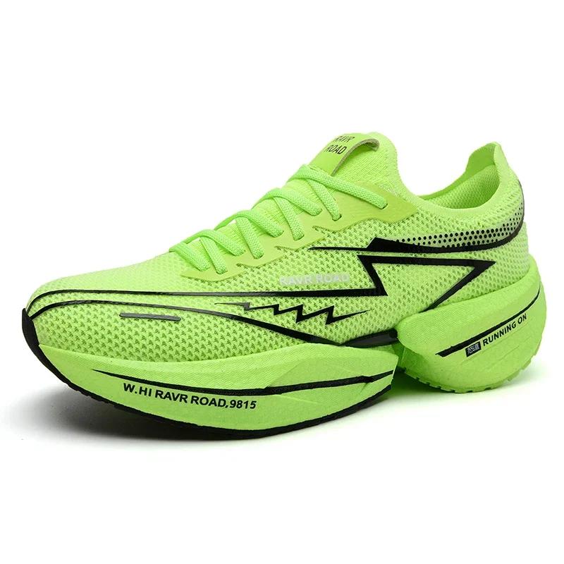Highway Carbon Board Marathon Running Shoes Lightweight Rebound Thick Soled Shoes Summer Outdoor Racing Durable Running Shoes