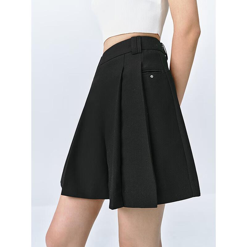 PEACEBIRD Dámské módní plisované A-liniové šortky se širokými nohavicemi