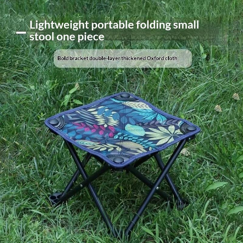 Portable Folding Camping Stool Sturdy Steel Frame Durable Oxford Seat For Leisure Beach Hiking Fishing Picnic