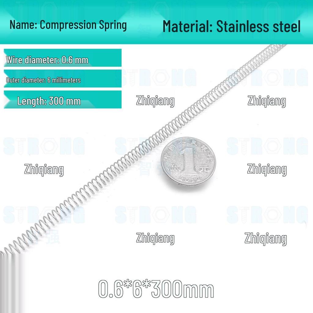 304 Stainless Steel Compression Spring – 300mm Long, High Elasticity, Shock Absorption, Customizable