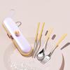 Cartoon Pattern Chopsticks Three-piece Set Stainless Steel Fork Dining Utensils Kit  Outdoor Dining