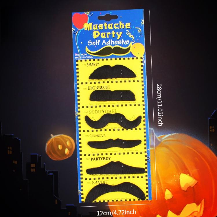 

6PCS Halloween Party Mustache Black Mustache Short Plush with Adhesive BackingCOSPLAYRole Costume Party Decoration L