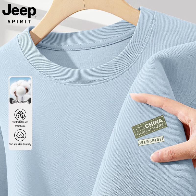 JEEP SPIRIT Men s 2025 Heavyweight Cotton Short Sleeve T-Shirt 2XL