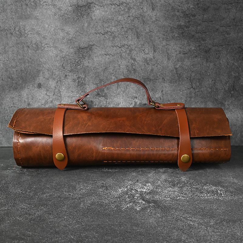 Bolsa Enrollable Duradera para Cuchillos de 8 9 11 Ranuras Piel PU Chef Santoku Cuchillo de Carnicero Estuche de Transporte Japonés Bolsillo de Almacenamiento para Cuchillos de Viaje Profesional