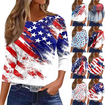 Women's T Shirt Print 3/4 Sleeve Daily Fashion Basic Round Neck Regular Top