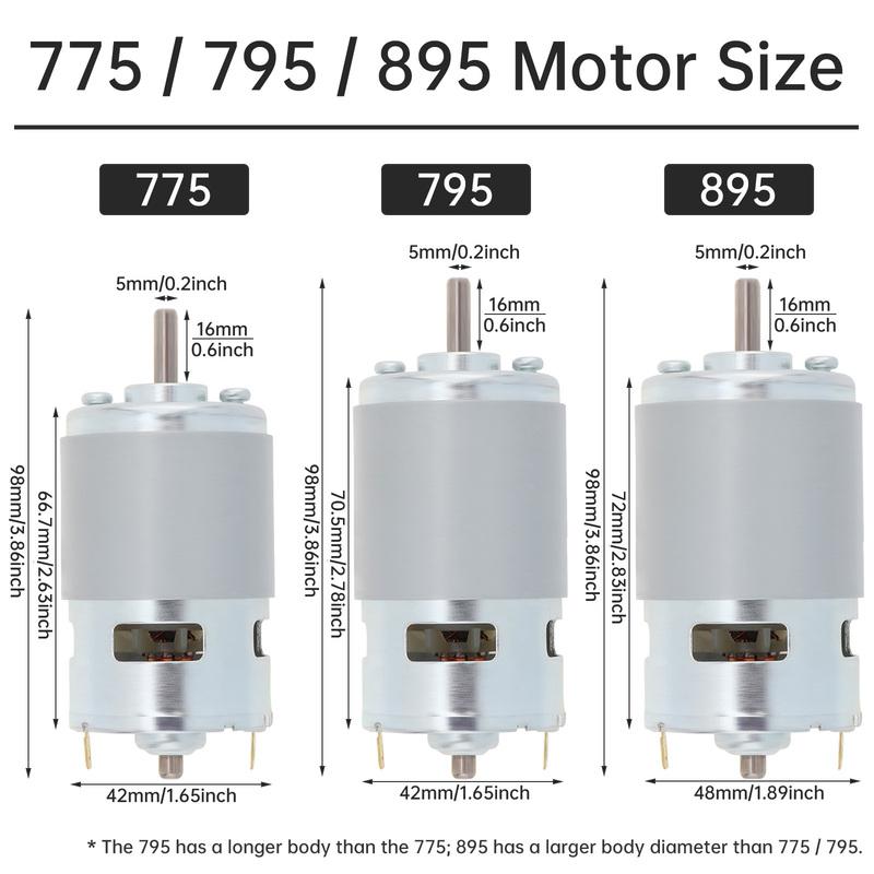 775/795/895 DC Motor 12/24V 3000-15000RPM High Speed Large Torque Motor Tools for Small Drill / Micro Machine with Ball Bearing