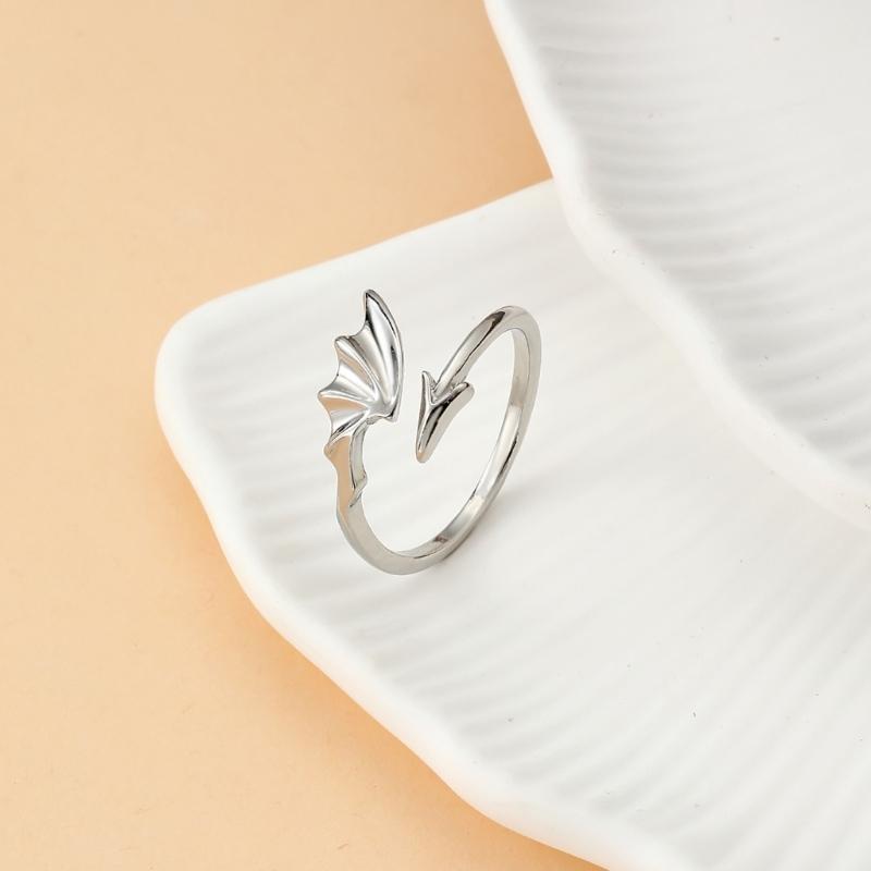 Unique Adjustable Gothic Wing Rings For Couples Angelic Devil Designs Alloy Open Jewelry Matching Accessory