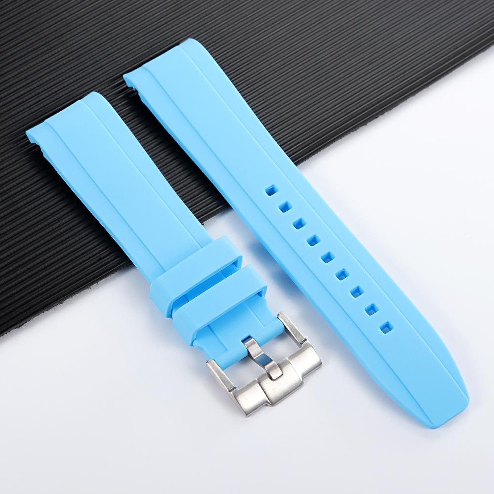 Hochwertiges Kautschukarmband mit gebogenem Ende 20mm 22mm Silikon-Uhrenarmband für Swatch für Omega Moonswatch Armband Wasserdichtes Armband