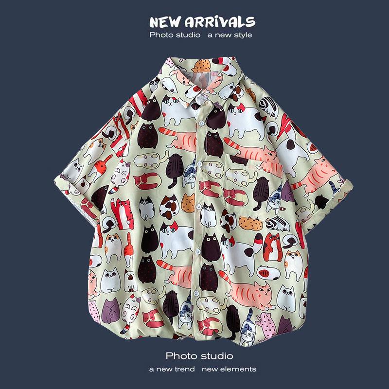 Men's Retro Hawaiian Floral Short-Sleeve Summer Shirt