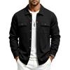 Men's Relaxed Fit Lined Jacket with Multi Pockets and Lapel Collar, Casual Winter Outerwear for Daily Wear