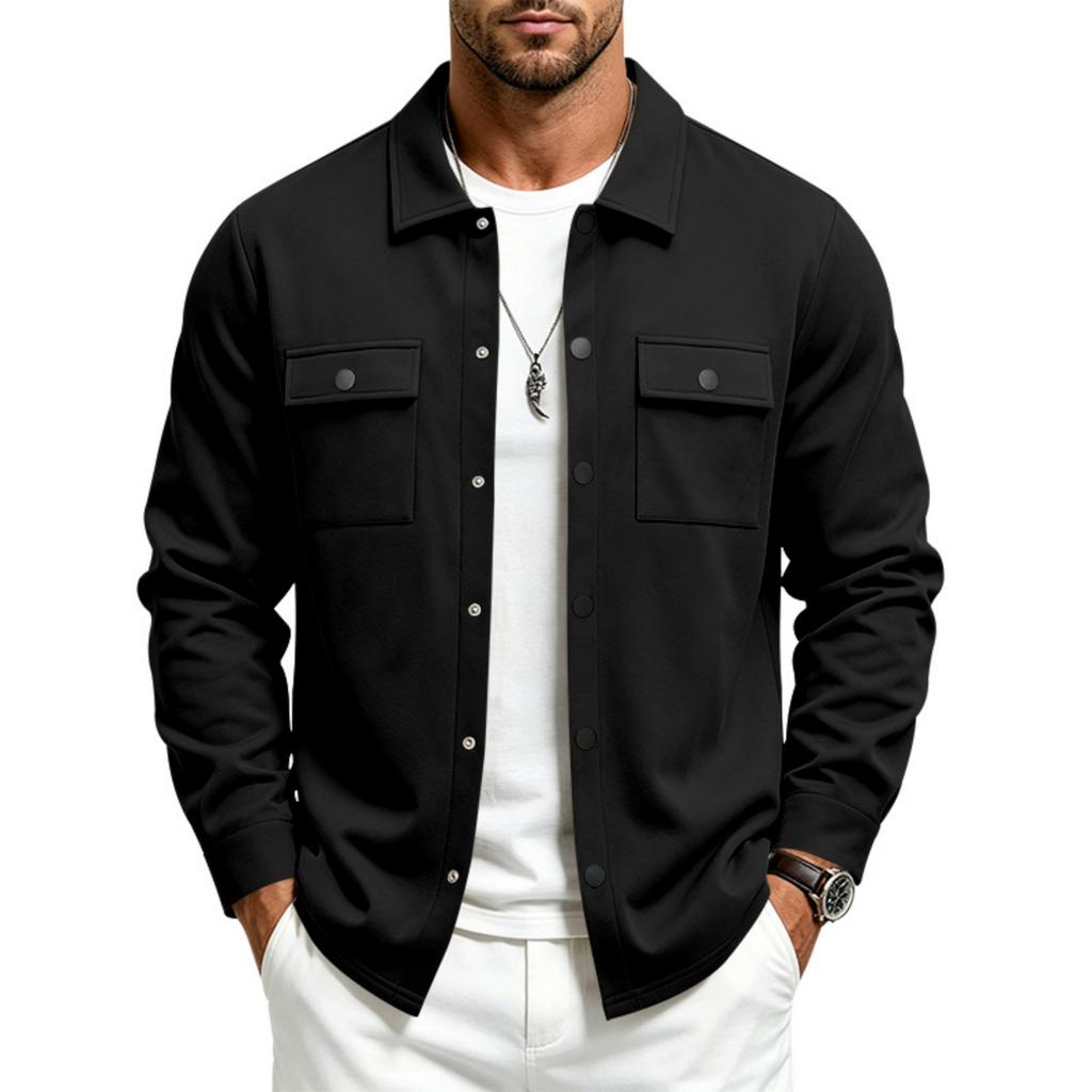 Men's Relaxed Fit Lined Jacket with Multi Pockets and Lapel Collar, Casual Winter Outerwear for Daily Wear