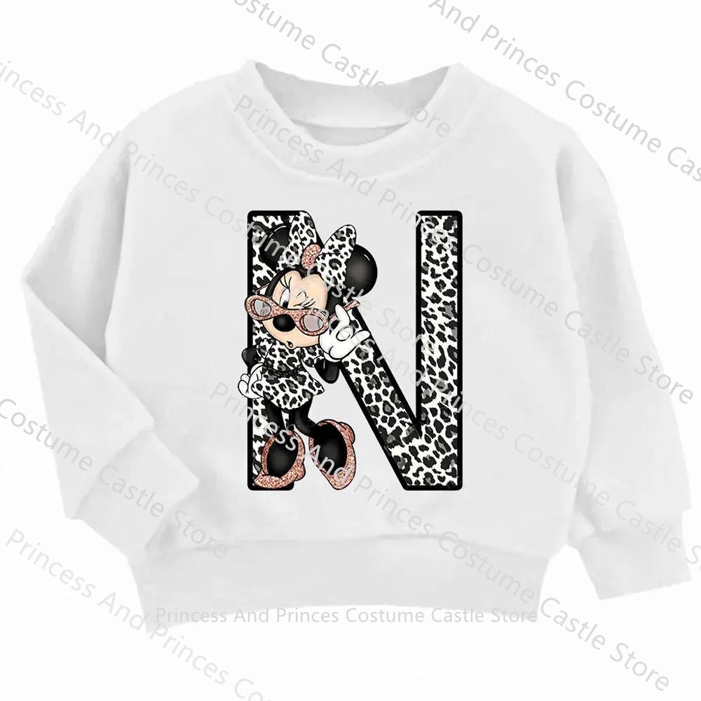Children MINISO Minnie Hoodie Letter A B C D Kid Casual Clothes O-neck Pullover Little Baby Kawaii Cartoons Boy Girl Sweatshirts