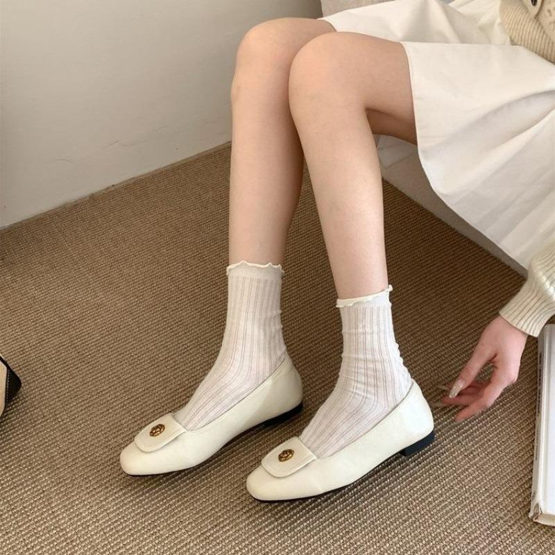 Genuine Leather Ladies Simple Shoes Cozy Loafers Women Basic Shoes Soft Cowhide Daily Footwear On Thick Heel Slip On Work Pumps