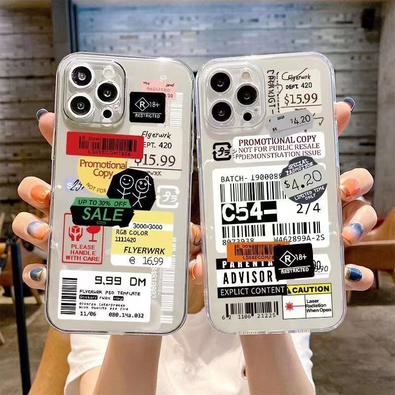 English label applicable iphone17promax mobile phone case transparent apple 15 anti-drop 14pro Europe and America 13/16