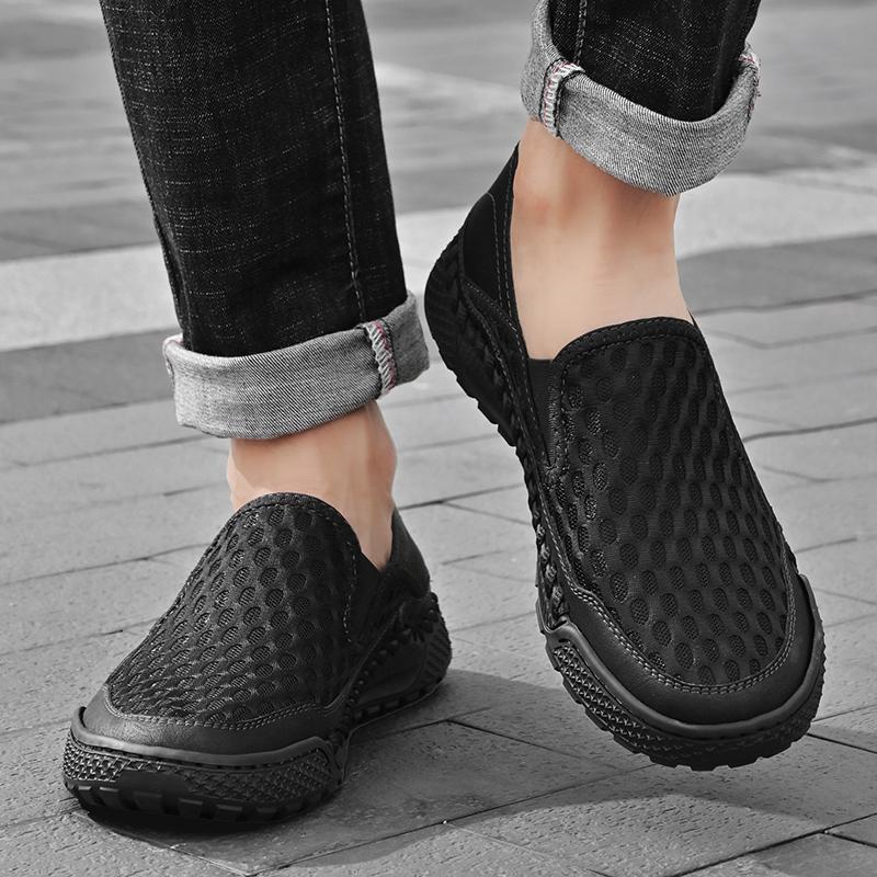Summer New Handmade Sewn Mesh Dust and Breathable Shoes Men's Fashion and Comfortable Soft Sole Outdoor Lightweight Sports Shoes