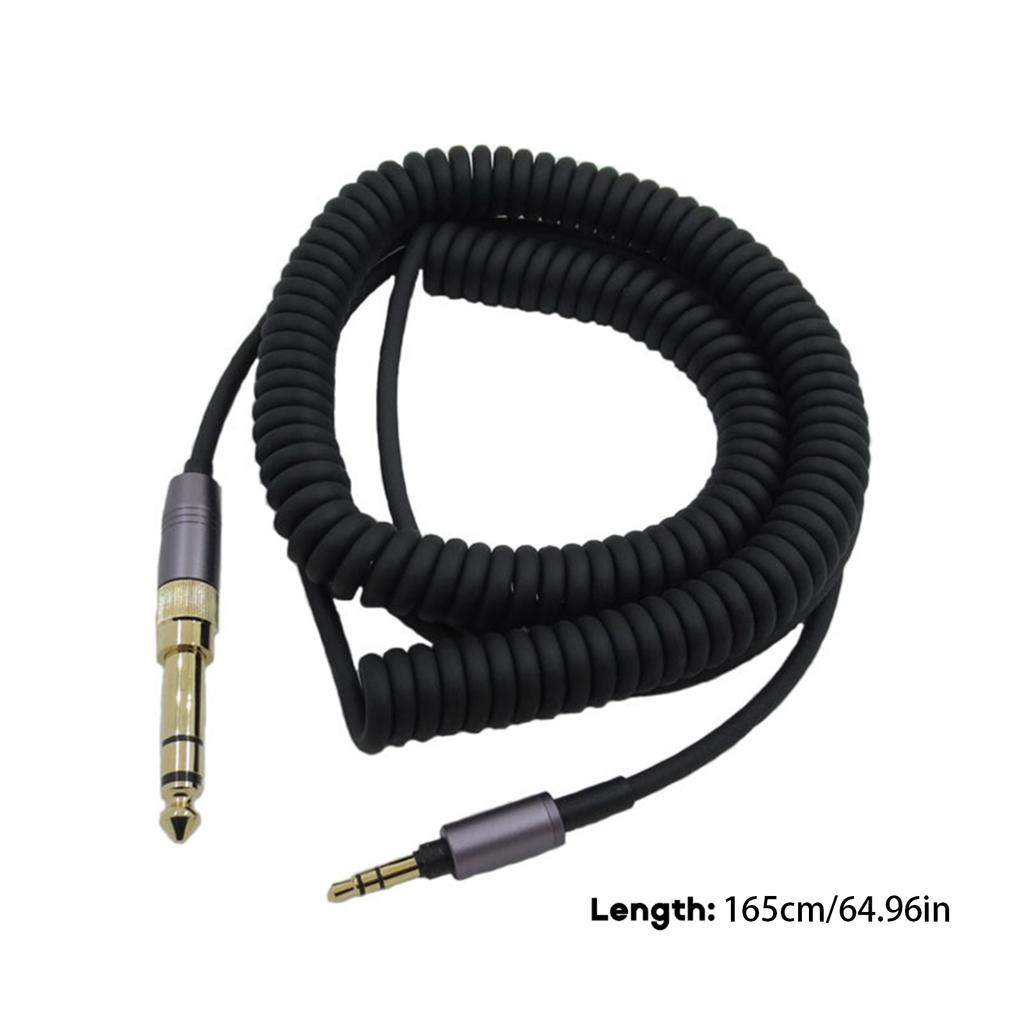 3.5mm Spring Coiled Cable with 6.35mm Adapter AUX Cable Extension Cord for WH-1000XM3 XM2 XM4/H900N H800 Headphones