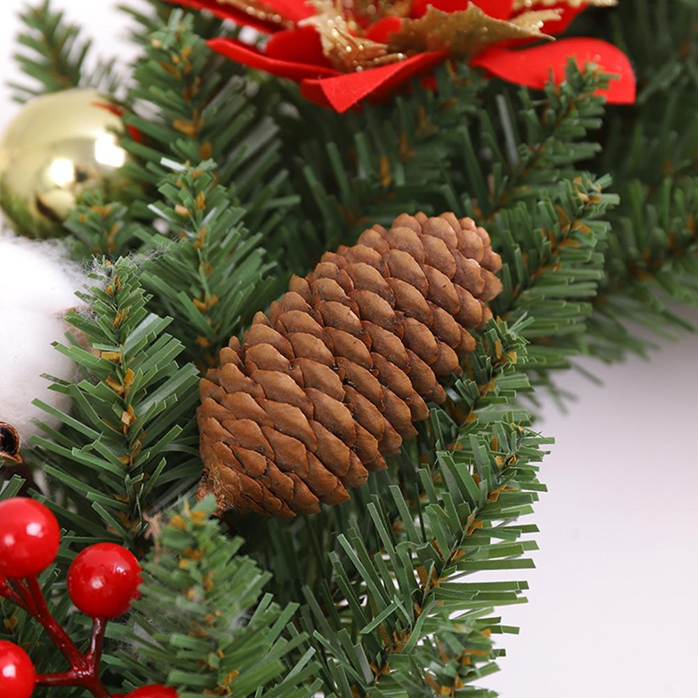 Christmas Hanging Decorations Artificial 40CM Hanging Garlands with Spruce Pine Cones Berry Ball PVC Light Up for Indoor Outdoor