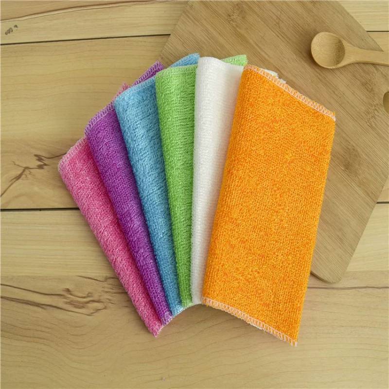 Fiber Double Layer Dish Towel With Oil Resistant Absorbent Non Shedding For Kitchen Cleaning