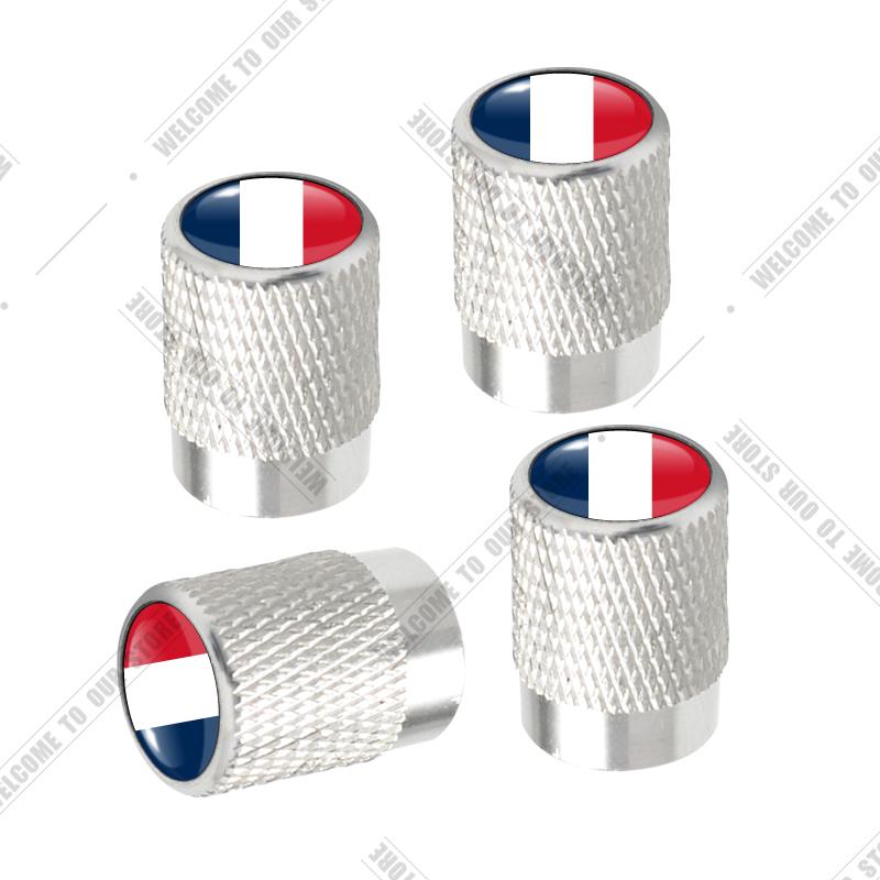 Cqdjvy1 Auto CNC Aluminium Duitsland Italië Frankrijk Driekleurige Vlag Embleem Voor Citroen Peugeot Fiat Kia 4 stuks Bandenventiel Luchtpoort Stuurpen Afdekdoppen
