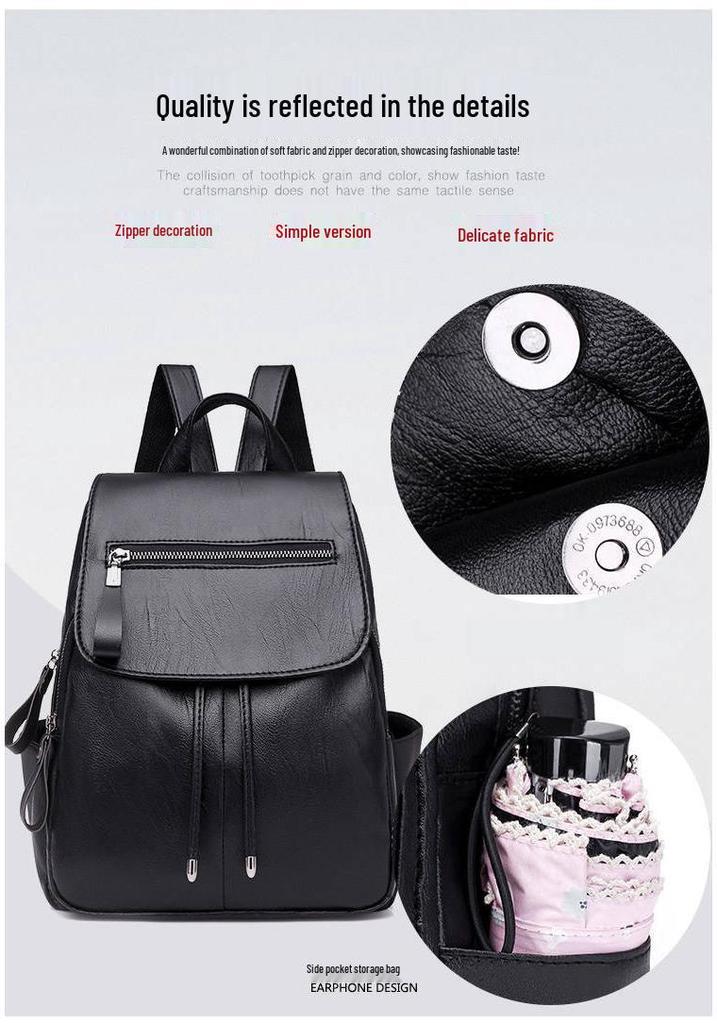 Women's Soft PU Leather Backpack - Casual Autumn/Winter School & Travel Bag