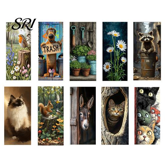 Trash Can Decals Stickers Self-Adhesive Waterproof Outdoor Garbage Bin Decoration Simulation Animal Plant Themes Weather-Resistant Labels Tags