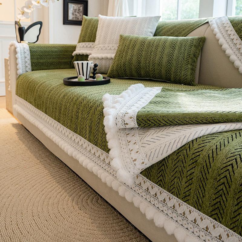 French Sofa Cushion Light Luxury High-End Non-Slip Seat Cushion All-Season Chenille Cover Cloth Towel  New
