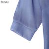 ZANZEA Abito Chemisier Casual Lento da Donna con Collo a Revers e Maniche a 3/4